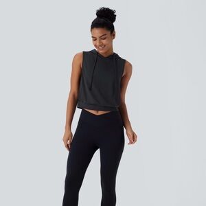 HALARA Hooded Drawstring Crop Tank